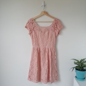 AE Pink Lace Cap Sleeve Mini Dress